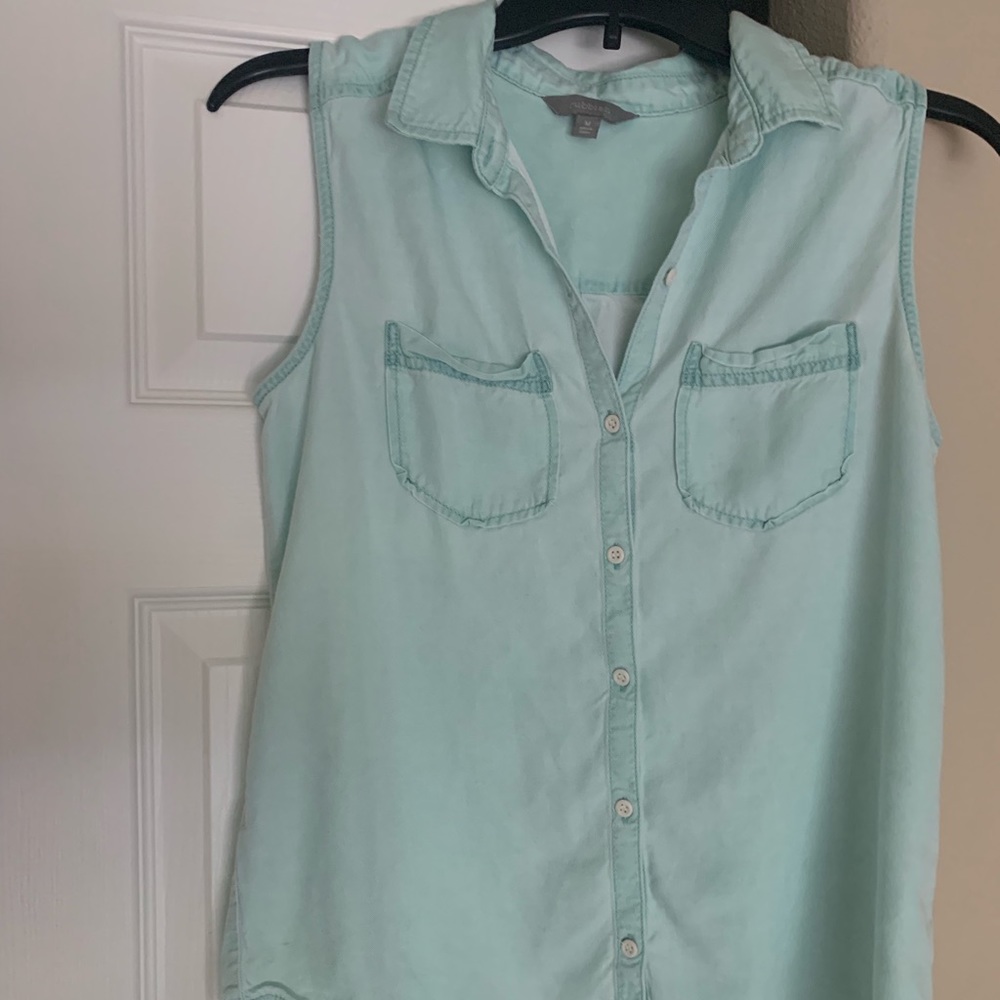 Mint green collared tank top